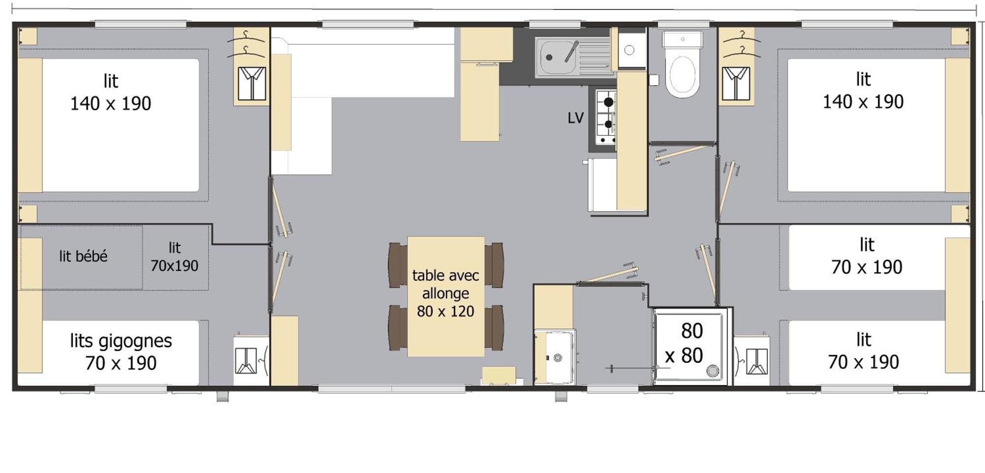 Mobil Home Xxl 4 Chambres - Camping Le Giessen Bassemberg Bilik gambar